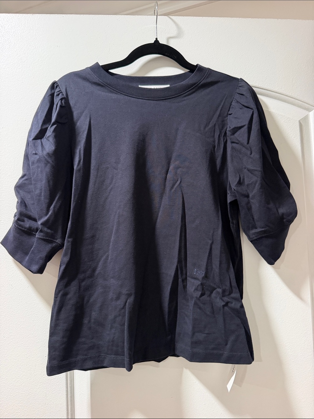 Frame Denim Black Puff-Sleeve Short-Sleeve Tee